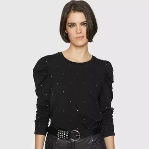 Rebecca Minkoff Embellished Cropped Talia Top *Black* Size L